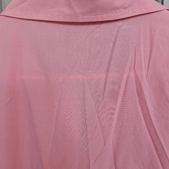 1411 Plus Sz3X Blouse Buttondown Short Sleeves Collar Lace Inset Lt Weight Nice - Picture 10 of 13